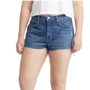 Good American Good 90s‎ Cutoff Denim shorts Size 6/28 Mid Blue Wash